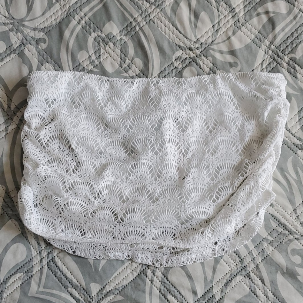 NWT White lace skirt bikini bottom